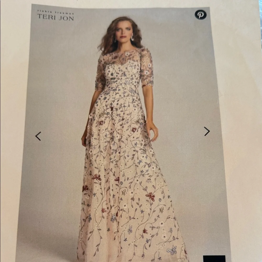 Floral Embroidered Dress By Rickie Freeman Teri Jon - Picture 2 of 10